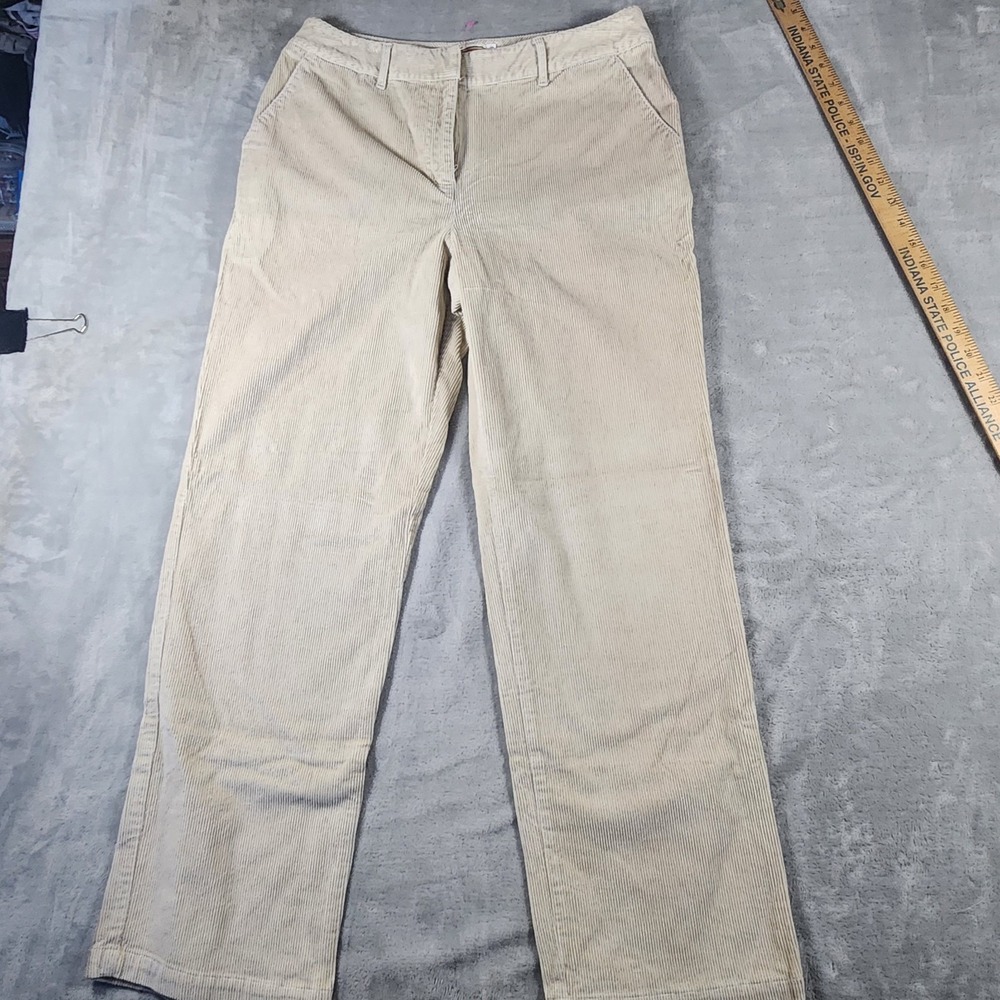 Talbots Corduroy Straight Leg Mid Rise Curvy Pant Petite 10 Beige
